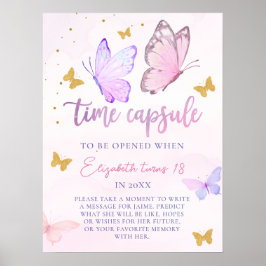 Little Butterfly Rosa Lila Birthday Time Capsule Poster