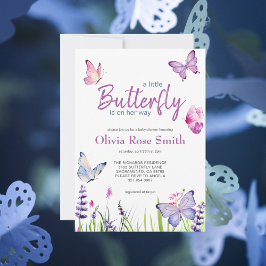 Little Butterfly Rosa Lila Girl Baby Shower Inbjudningar