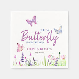 Little Butterfly Rosa Lila Girl Baby Shower Pappersservett