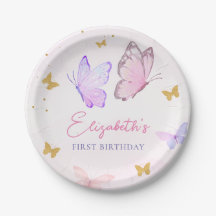 Little Butterfly Rosa Lila Guld Girl Birthday