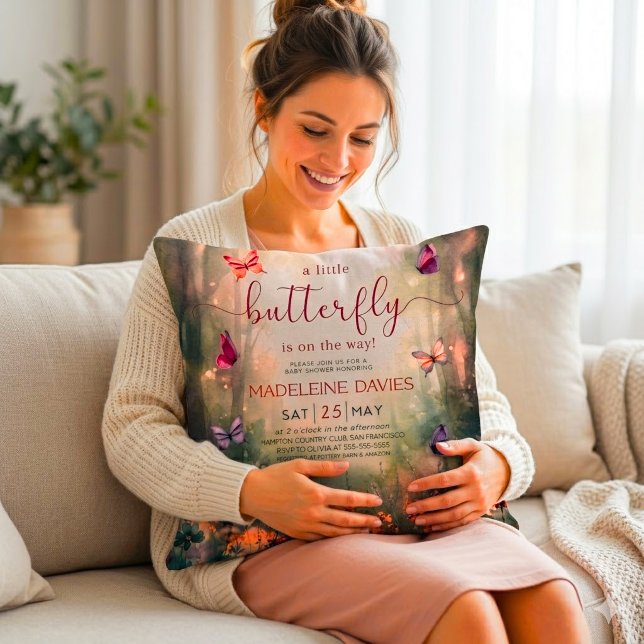 Little Butterfly Watercolor Baby Shower Kudde (Skapare uppladdad)