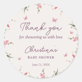 Little Butterfly Watercolor Baby Shower Tack Runt Klistermärke