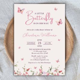 Little Butterfly Watercolor Girl Baby Shower Inbjudningar