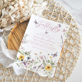 Little Butterfly Watercolor WildblomBaby Shower Inbjudningar