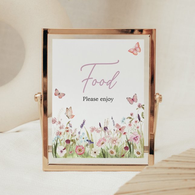 Little Butterfly WildblomBaby Shower Food Poster (Wildflower Little Butterfly Baby Shower Food Sign)