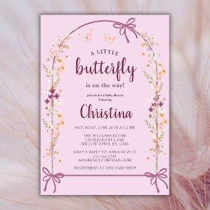 Little Butterfly WildblomBoho Baby Shower Inbjudningar