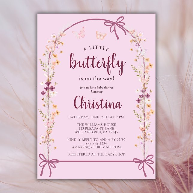 Little Butterfly WildblomBoho Baby Shower Inbjudningar (Skapare uppladdad)