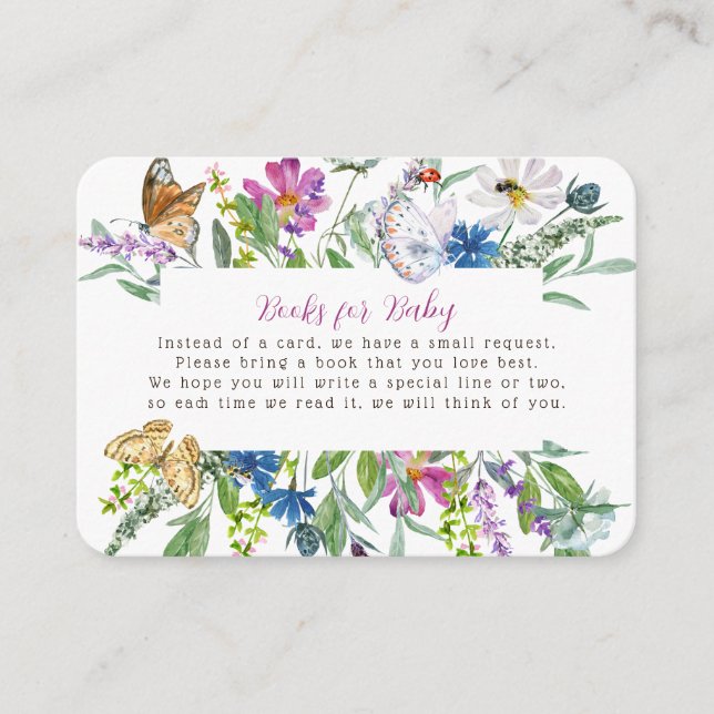 Little Butterfly Wildblomma Vår Bokar för Baby Tilläggskort (Framsida)