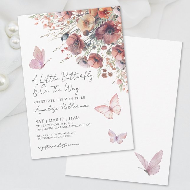Little Butterfly Wildbloms Fall Baby Shower Inbjudningar (Little Butterfly Wildflower Fall Baby Shower Invitation)