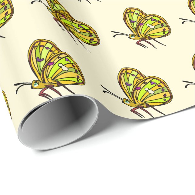 Little Butterfly Wrapping Papper - Ditt Färg Presentpapper (Rullad Hörn)
