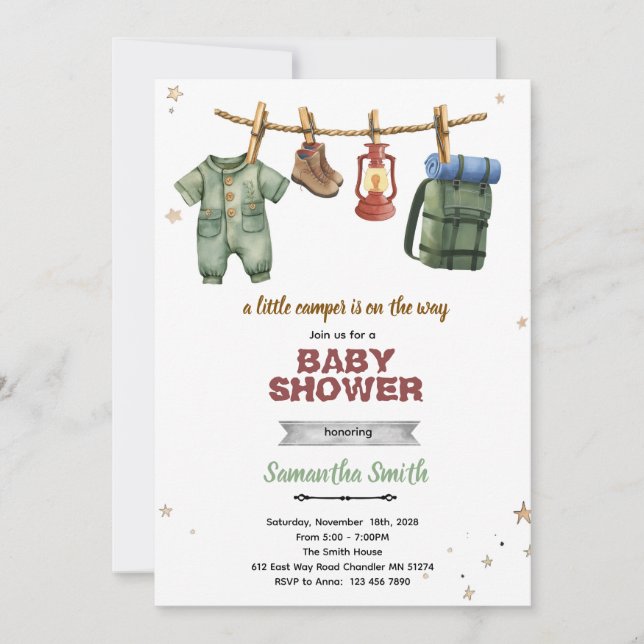 Little Camper Baby Shower Invitation Inbjudningar (Framsida)
