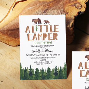 Little Camper Bear Woodland Boy Shower Inbjudningar