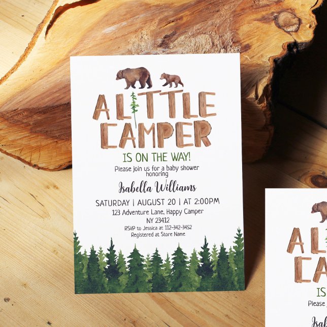 Little Camper Bear Woodland Boy Shower Inbjudningar (Skapare uppladdad)