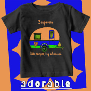 Little Camper Big Äventyr Child's Namn T Shirt