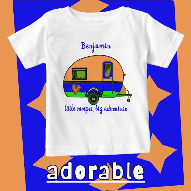 Little Camper Big Äventyr Child's Namn T Shirt (Cute little camper toddler shirt.)