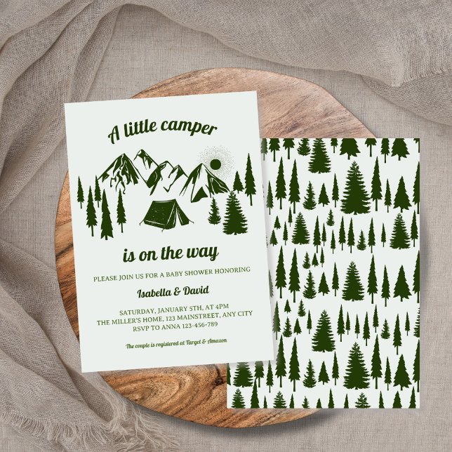 Little Camper Woodland Camping Baby Shower Inbjudningar (Little Camper Woodland Camping Baby Shower Invitation)