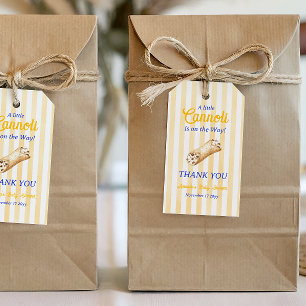 Little Cannoli Gul Blå Italienska Baby Shower Presentetikett