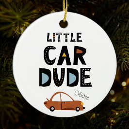 Little Car Boy First Namn jul Julgransprydnad Keramik