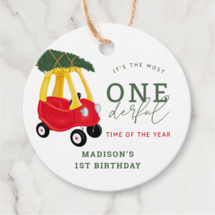 Little Car Helgdag Oenderful Birthday Favors Gåvor Etiketter