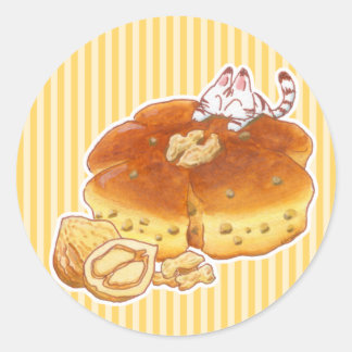 Little Cat & Walnut bread Runt Klistermärke