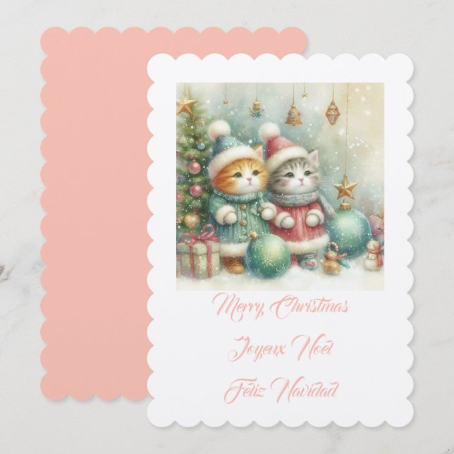 Little cats, Merry Christmas Inbjudningar (Fram/baksida)