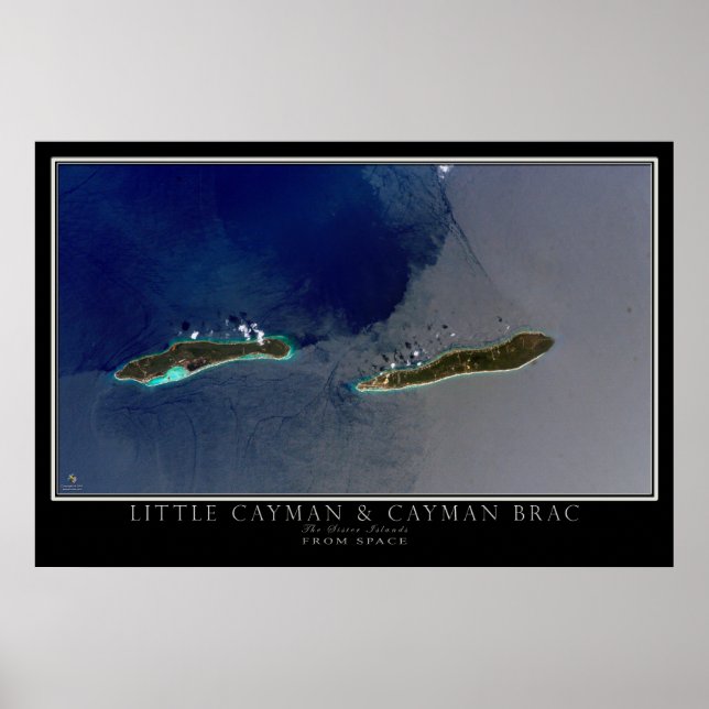 Little Cayman & Cayman Brac Islands Satellite Kart Poster (Framsidan)
