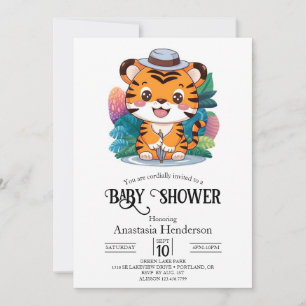 Little Charming Tiger Digital Baby Shower Inbjudningar