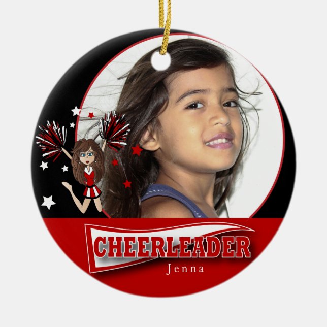 Little Cheermanager - DIY Photo - Mörk Red Julgransprydnad Keramik (Framsidan)