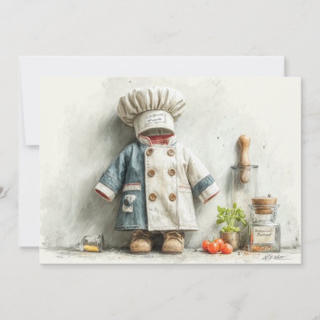 Little Chef 1:a födelsedag Party Inbjudningar (Framsida)