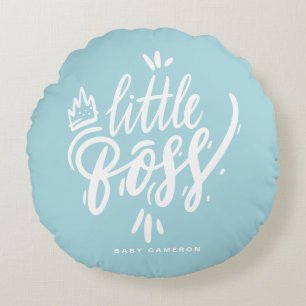 Little Chef Citote Modern Calligraphy Aqua Blue Rund Kudde