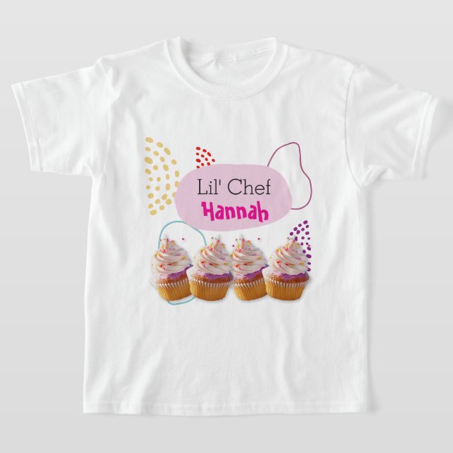 Little Chef Cupkaka Baking Party Outfit T Shirt (Laydown)