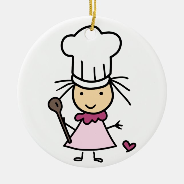 Little Chef Girl Julgransprydnad Keramik (Framsidan)