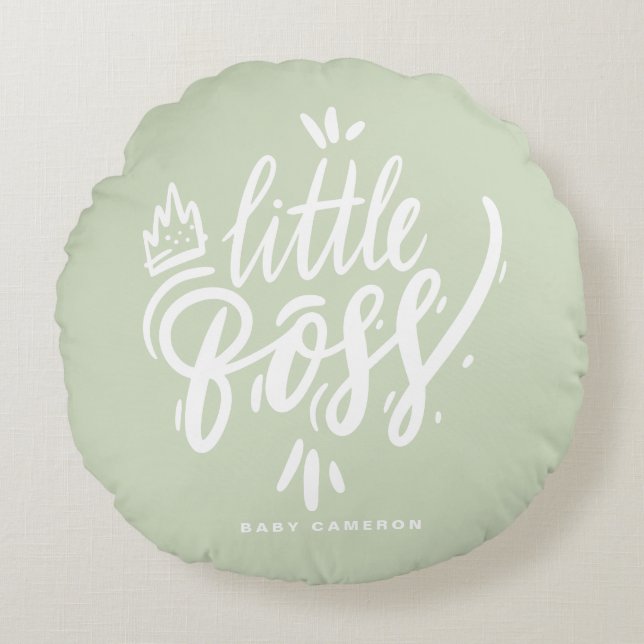 Little Chef Quote Modern Calligraphy Mint Grönt Rund Kudde (Framsidan)