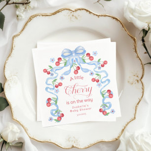 Little cherry Boy Blue Bow coquette Baby dusch Pappersservett