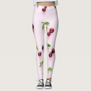 Little Cherry on Ljus rosa Background Leggings