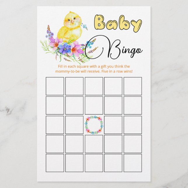 Little Chick Baby Shower Bingo Game (Framsida)