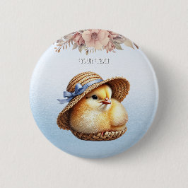 Little Chick Blue Ribbon Button Knapp