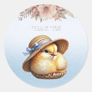 Little Chick Blue Ribbon Sticker Runt Klistermärke