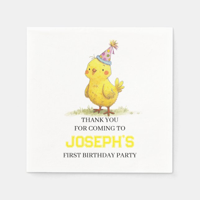 Little Chick Farm Birthday Chicken Pappersservett (Framsidan)