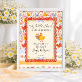 Little Chick Farm Kyckling Flicka Baby Shower Välk Poster