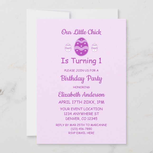 Little Chick Påsk 1:a födelsedagen Inbjudningar (Framsida)