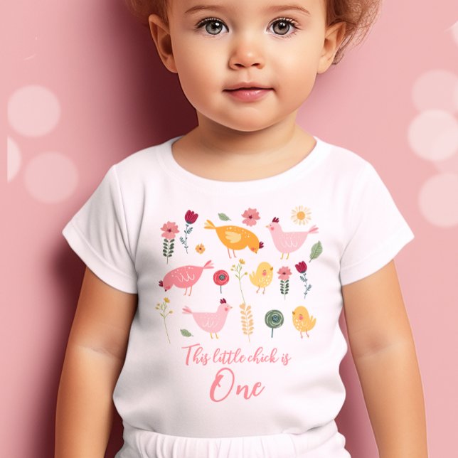 Little Chick Shirt Påsk Girl Farm 1:a födelsedagen T Shirt (Skapare uppladdad)