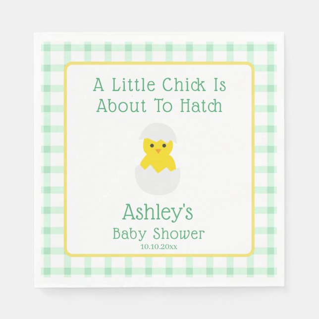 Little Chick To Hatch Gender Neutral Baby Shower Pappersservett (Framsidan)