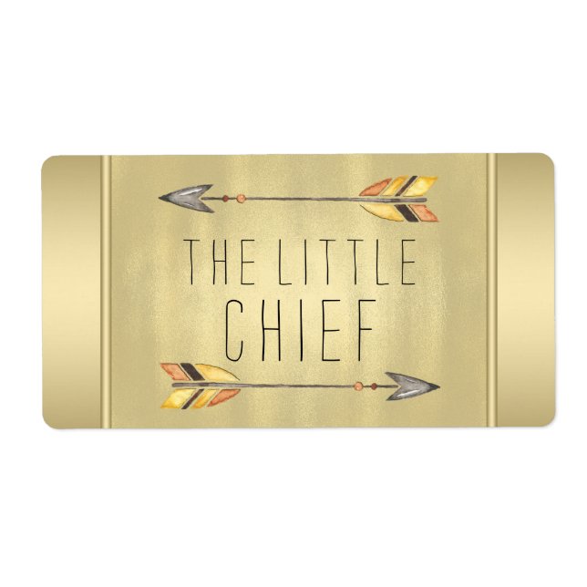 Little Chief Tribal Arrow Baby Shower Vattenflaska Fraktsedel (Framsidan)