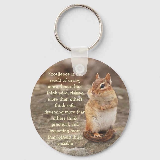 Little Chipmunk Excellence Quote Keychain Nyckelring (Framsida)