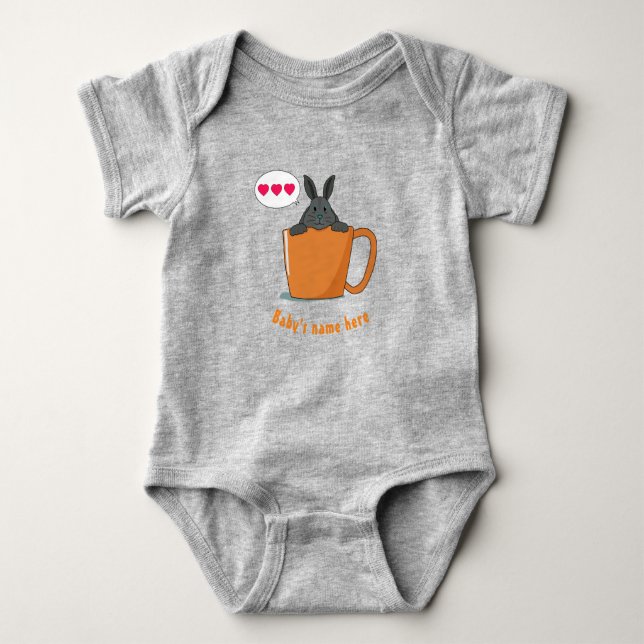 Little Choco bunny säger "I kärlek U" Baby Bodykos T Shirt (Framsida)
