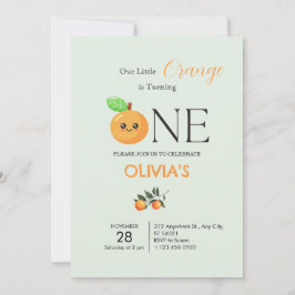 Little Citrus Orange 1st Birthday Invitation Inbjudningar
