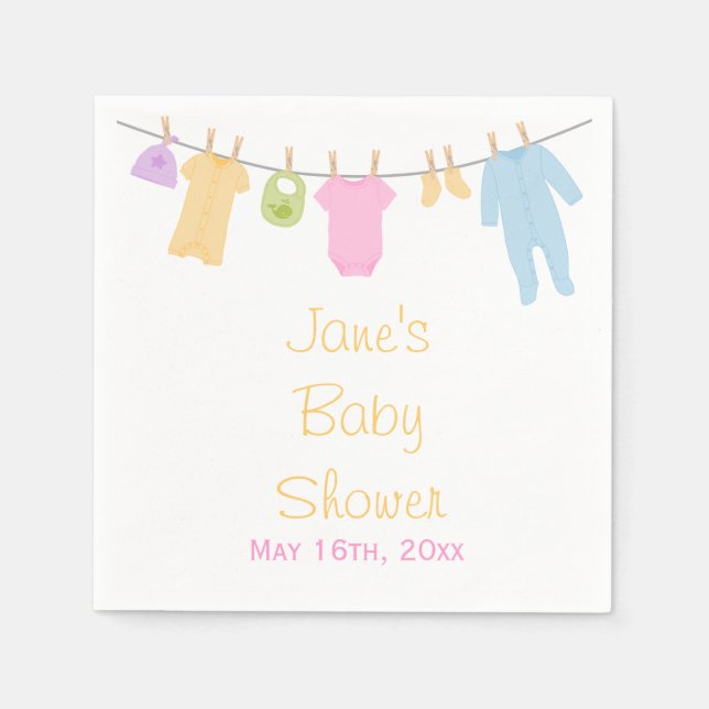 Little Clothes Baby Shower Napkins Pappersservett (Framsidan)