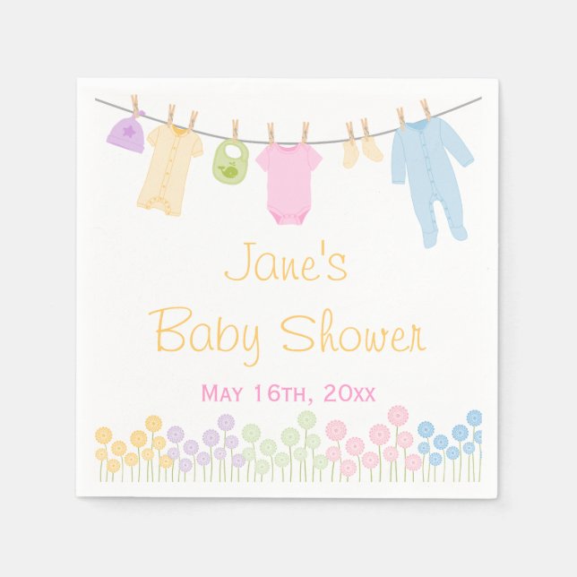 Little Clothes Baby Shower Napkins Pappersservett (Framsidan)