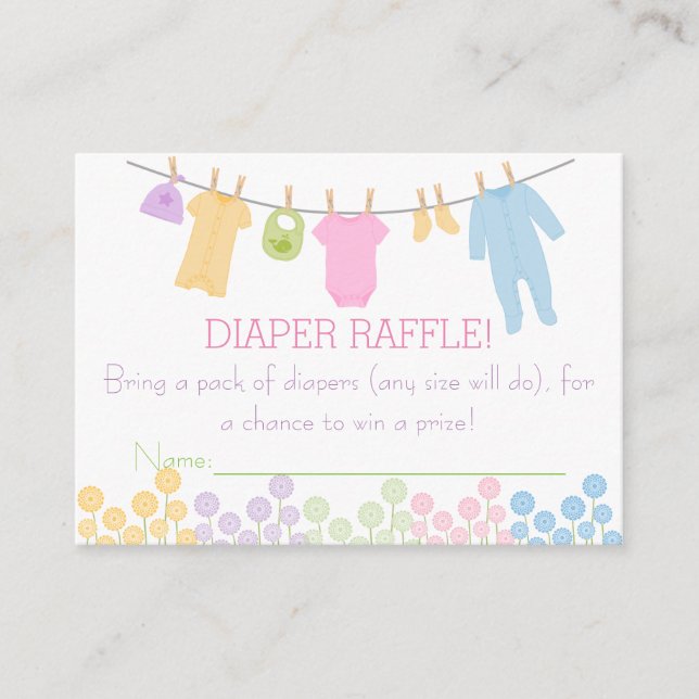 Little Clothes Baby Shower Raffle Biljett Tilläggskort (Framsida)